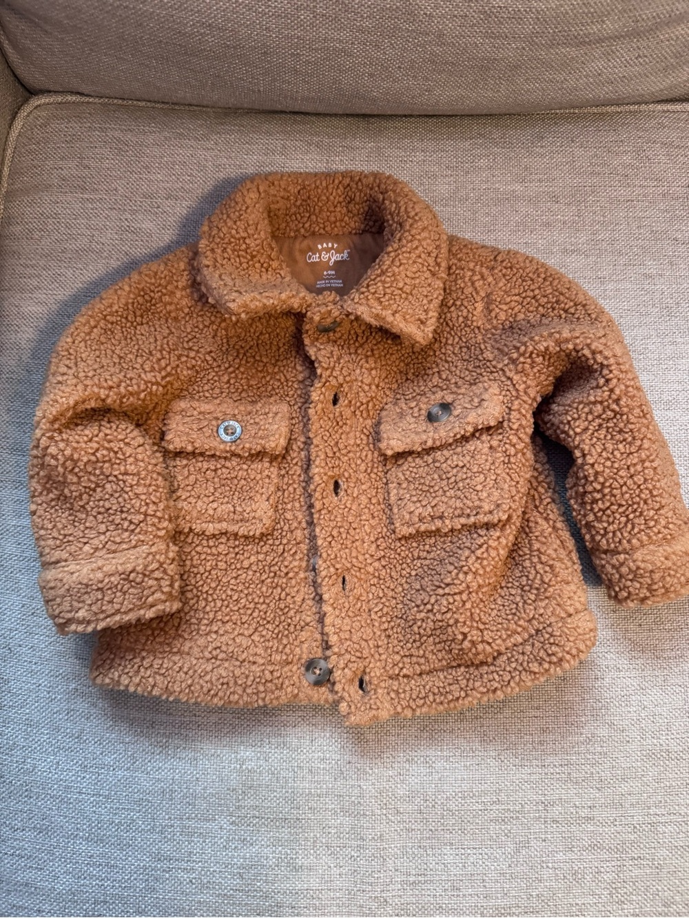 Cat & Jack Brown Teddy Sherpa Button-Front Jacket for Baby Boy